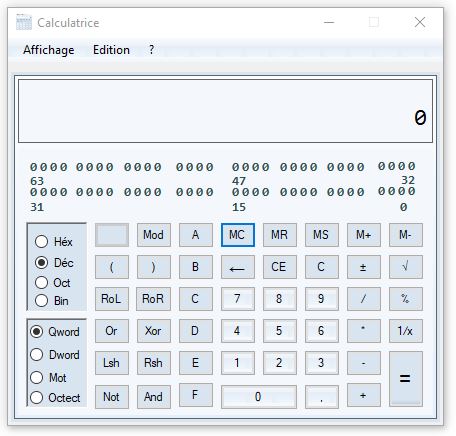 Calculatrice programmeur